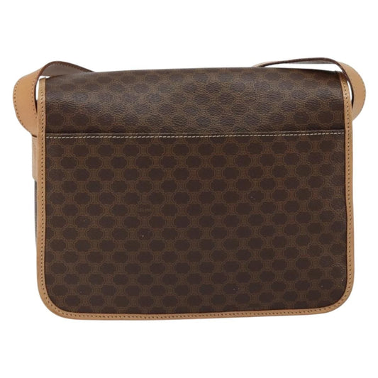 Celine Vintage Macadam Shoulder Bag Canvas and Leather, BROWN, CANVAS, Shoulder bag