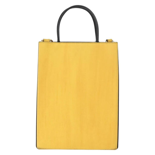 Fendi Pack Shopping Tote Leather, YELLOW, LEATHER, Handbag