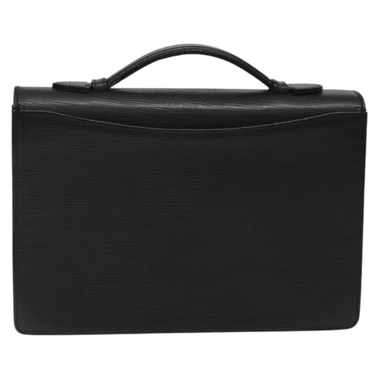 Versace Lock Flap Briefcase Leather, BLACK, LEATHER, Briefcase
