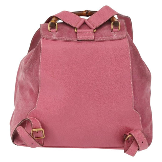 Gucci Vintage Bamboo Backpack Suede, PINK, SUEDE, Backpack