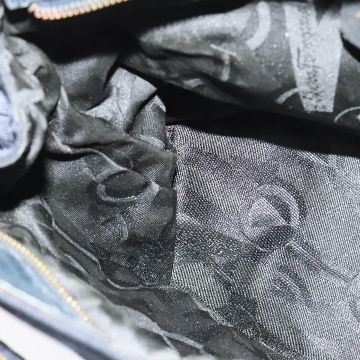 Salvatore Ferragamo Vala Shoulder Bag Canvas, NAVY, CANVAS, Shoulder bag