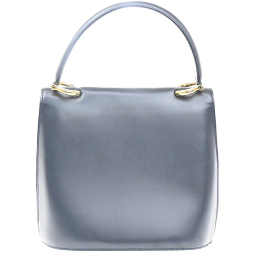 Celine Gancini Handbag Leather, NAVY, LEATHER, Handbag