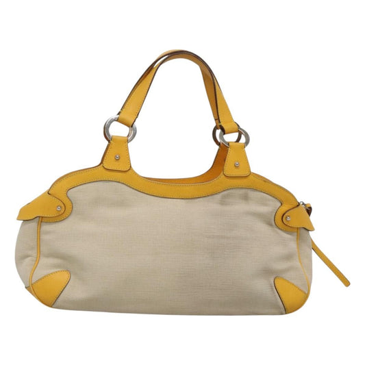 Salvatore Ferragamo Gancini handbag Canvas and Leather, YELLOW, CANVAS, Handbag