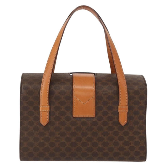 Celine Vintage Macadam Handbag Canvas and Leather, BROWN, CANVAS, Handbag