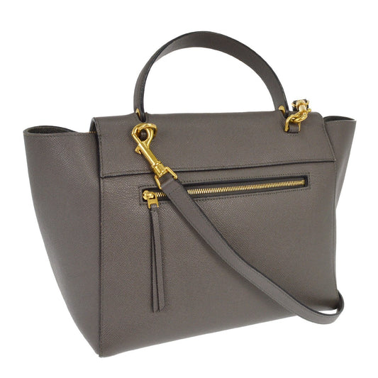 Celine Belt Bag Textured Leather, GRAY, LEATHER, Handbag