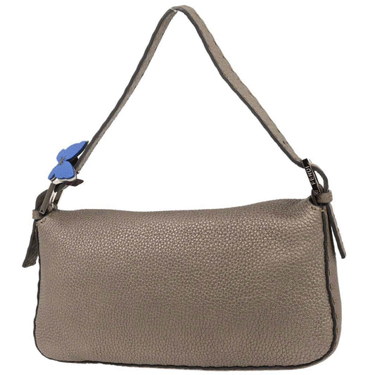 Fendi Selleria Baguette Bag Leather, GRAY, LEATHER, Handbag