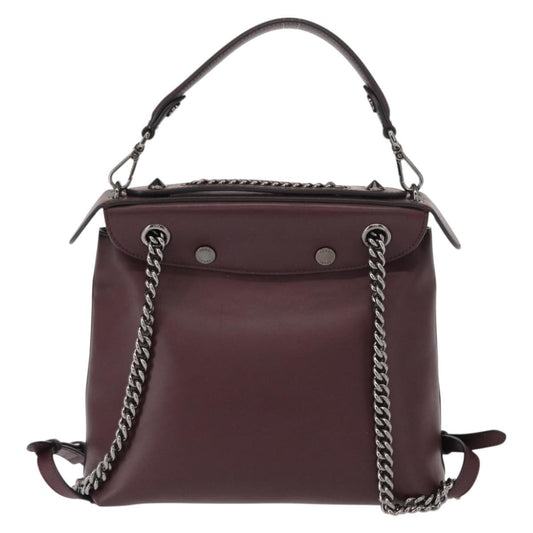 Fendi Back to School Backpack Leather, BURGUNDY, LEATHER, Backpack