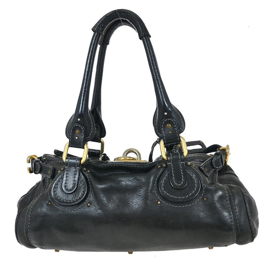 Chloe Paddington Lock Satchel Leather, BLACK, LEATHER, Handbag