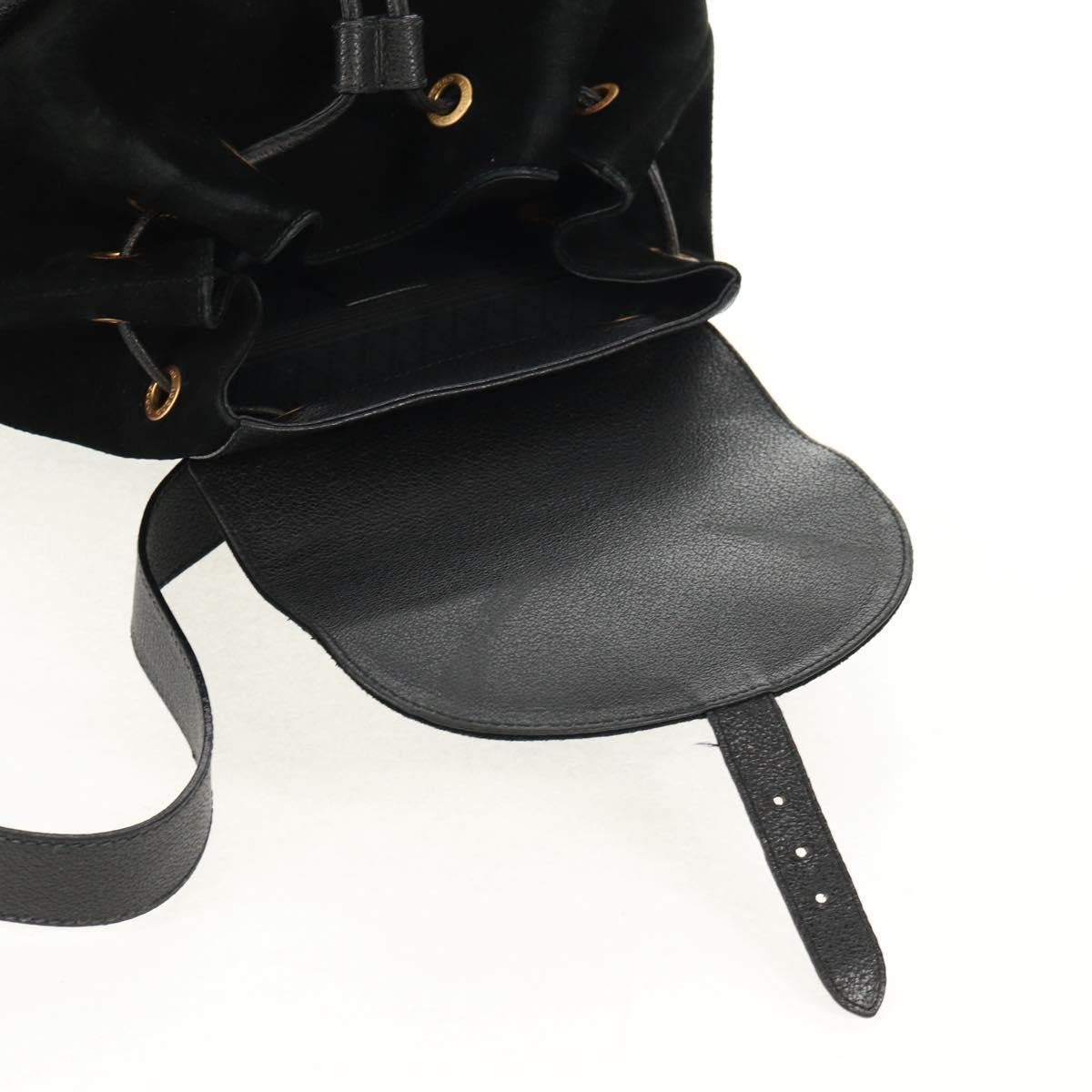 Gucci Vintage Bamboo Backpack Suede, BLACK, SUEDE, Backpack