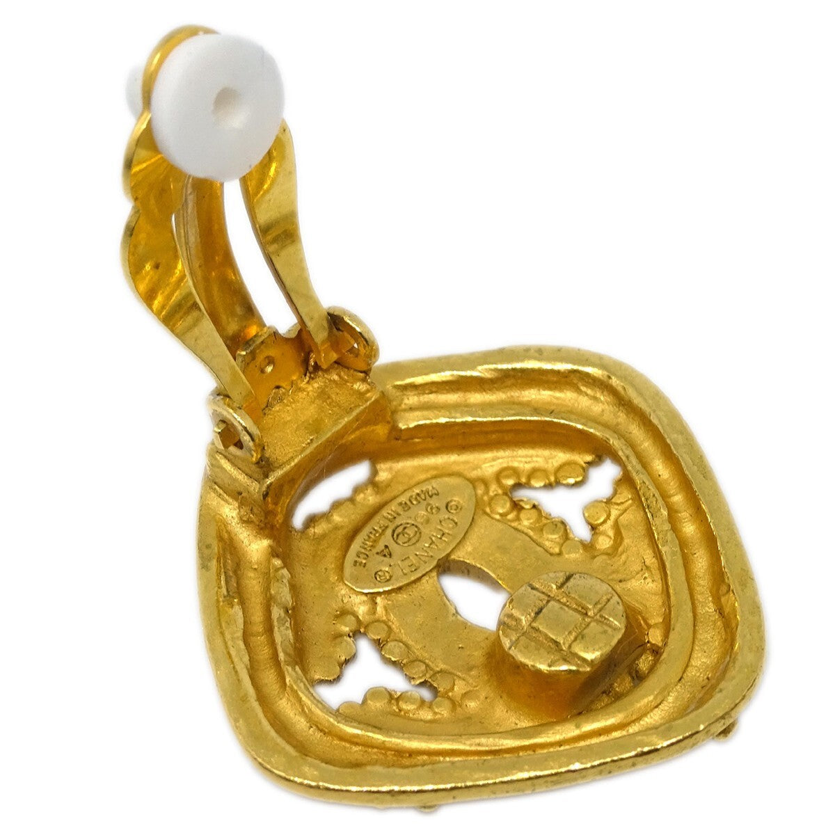 Chanel CC Rhombus Clip-On Earrings Metal, GOLD, GOLD_PLATED, Earrings