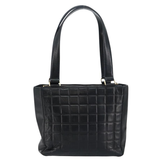 Chanel Chocolate Bar CC Tote Quilted Leather, BLACK, LEATHER, Tote bag