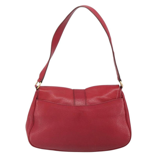 Salvatore Ferragamo Gancini Shoulder Bag Leather, RED, LEATHER, Shoulder bag