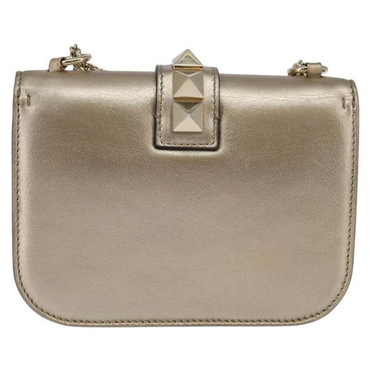 Valentino Garavani Glam Lock Shoulder Bag Leather, GOLD, LEATHER, Shoulder bag