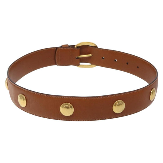 Gucci Buckle Belt Studded Leather, BROWN, LEATHER, Belts