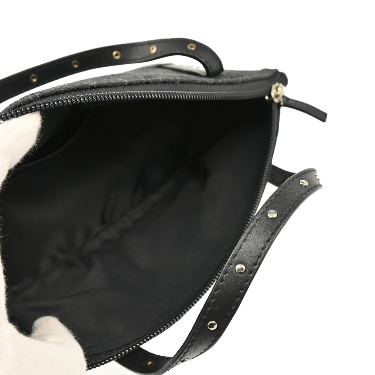 Christian Dior Street Chic Handbag Diorissimo Canvas with Leather, BLACK, CANVAS, Handbag