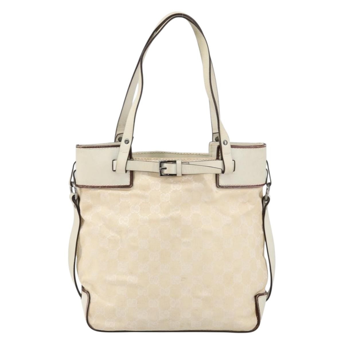 Gucci Belted Bucket Tote GG Canvas with Leather, BEIGE, CANVAS, Tote bag