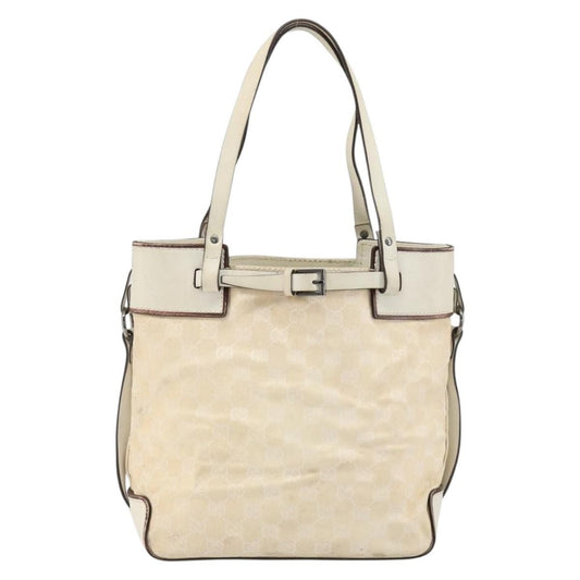 Gucci Belted Bucket Tote GG Canvas with Leather, BEIGE, CANVAS, Tote bag