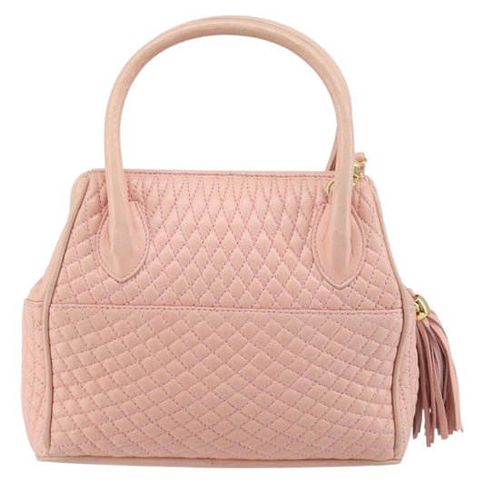 Bally Vintage Handbag Quilted Leather, PINK, LEATHER, Handbag
