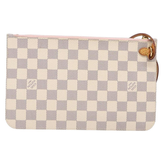 Louis Vuitton Neverfull Pochette Damier, WHITE, CANVAS, Tote bag