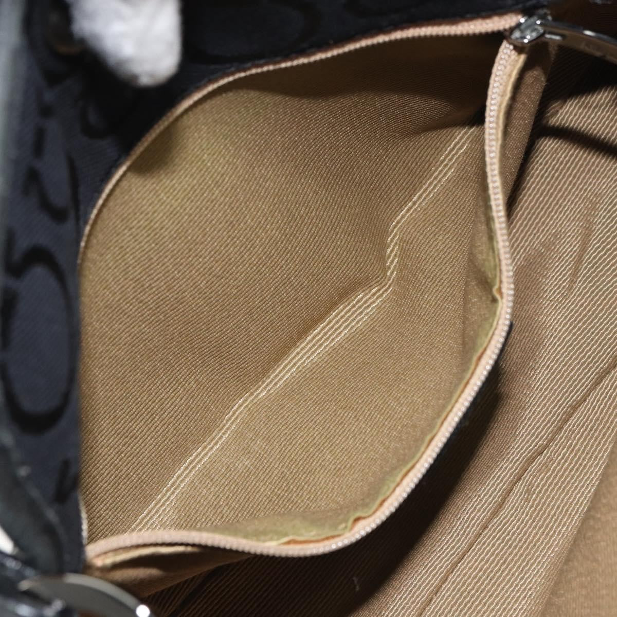 Salvatore Ferragamo Gancini Shoulder Bag Canvas, BLACK, CANVAS, Shoulder bag