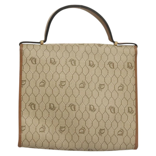 Christian Dior Vintage Honeycomb Handbag Canvas Leather, BEIGE, CANVAS, Handbag