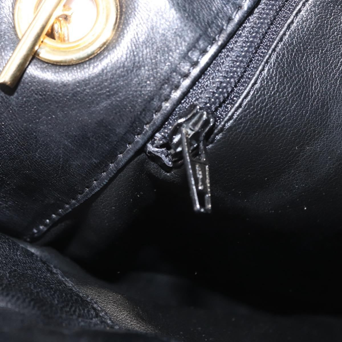 Bally Vintage Chain Shoulder Bag Quilted Leather, BLACK, LEATHER, Shoulder bag