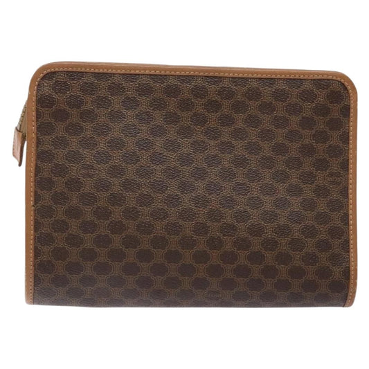 Celine Macadam Pochette Canvas and Leather, BROWN, CANVAS, Clutche & pouche