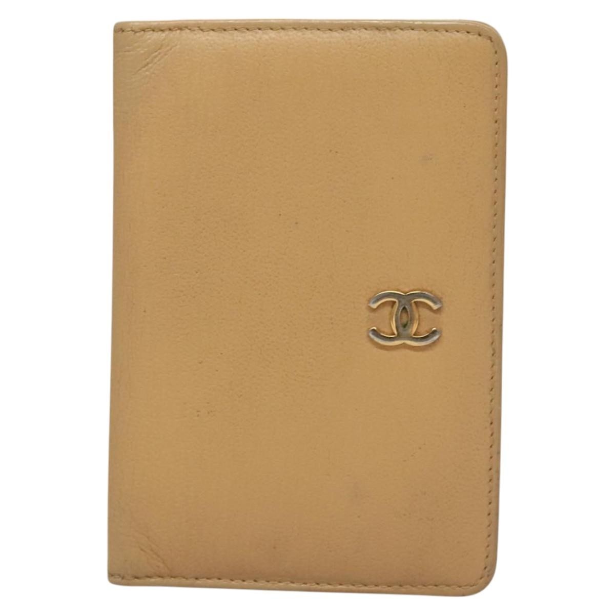Chanel CC Card Case Leather, BEIGE, LEATHER, Card Holders