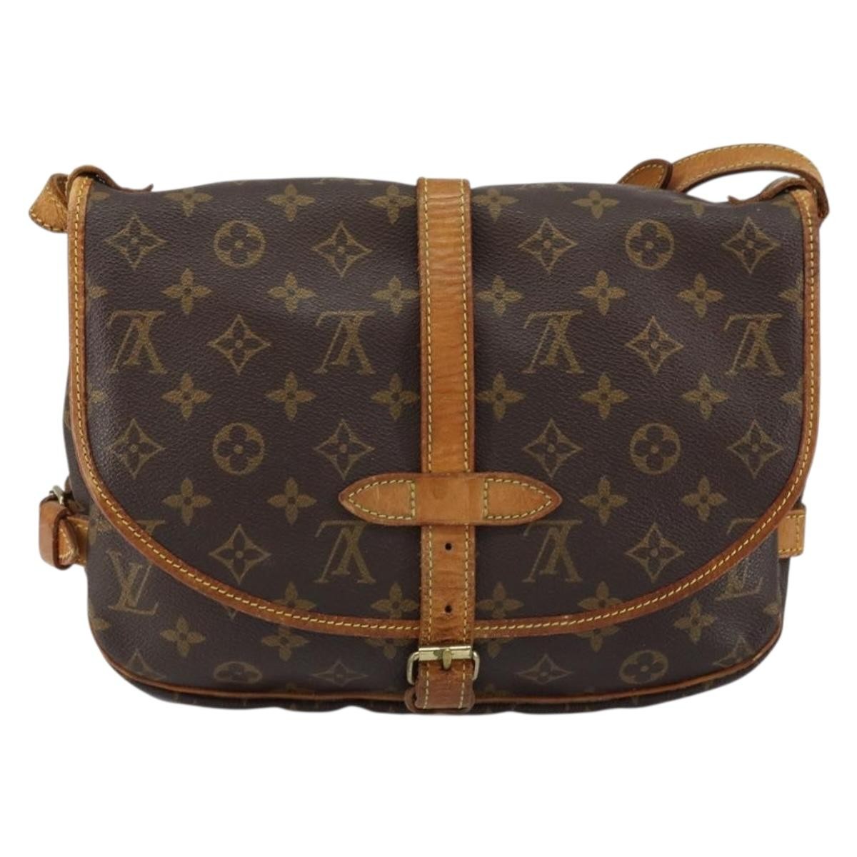 Louis Vuitton Saumur Handbag Monogram Canvas, BROWN, CANVAS, Shoulder bag