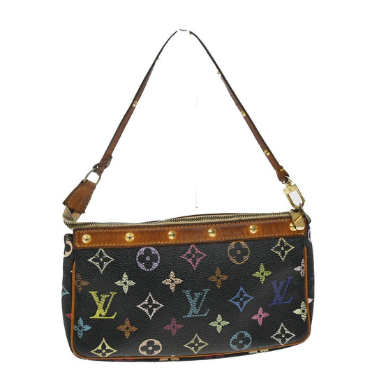 Louis Vuitton Pochette Accessoires Monogram Multicolor, BLACK, CANVAS, Clutche & pouche