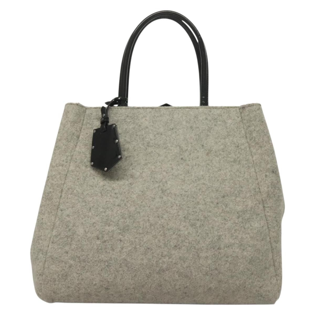 Fendi 2Jours Bag Felted Wool and Astrakhans, GRAY, WOOL, Tote bag