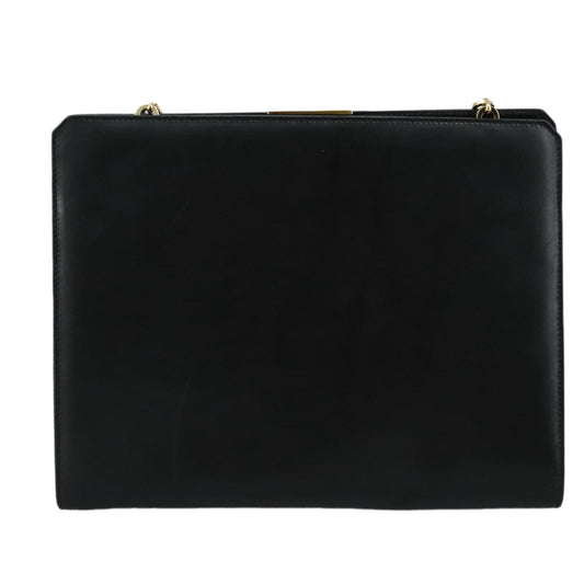 Salvatore Ferragamo Gancini Shoulder Bag Leather, BLACK, LEATHER, Shoulder bag