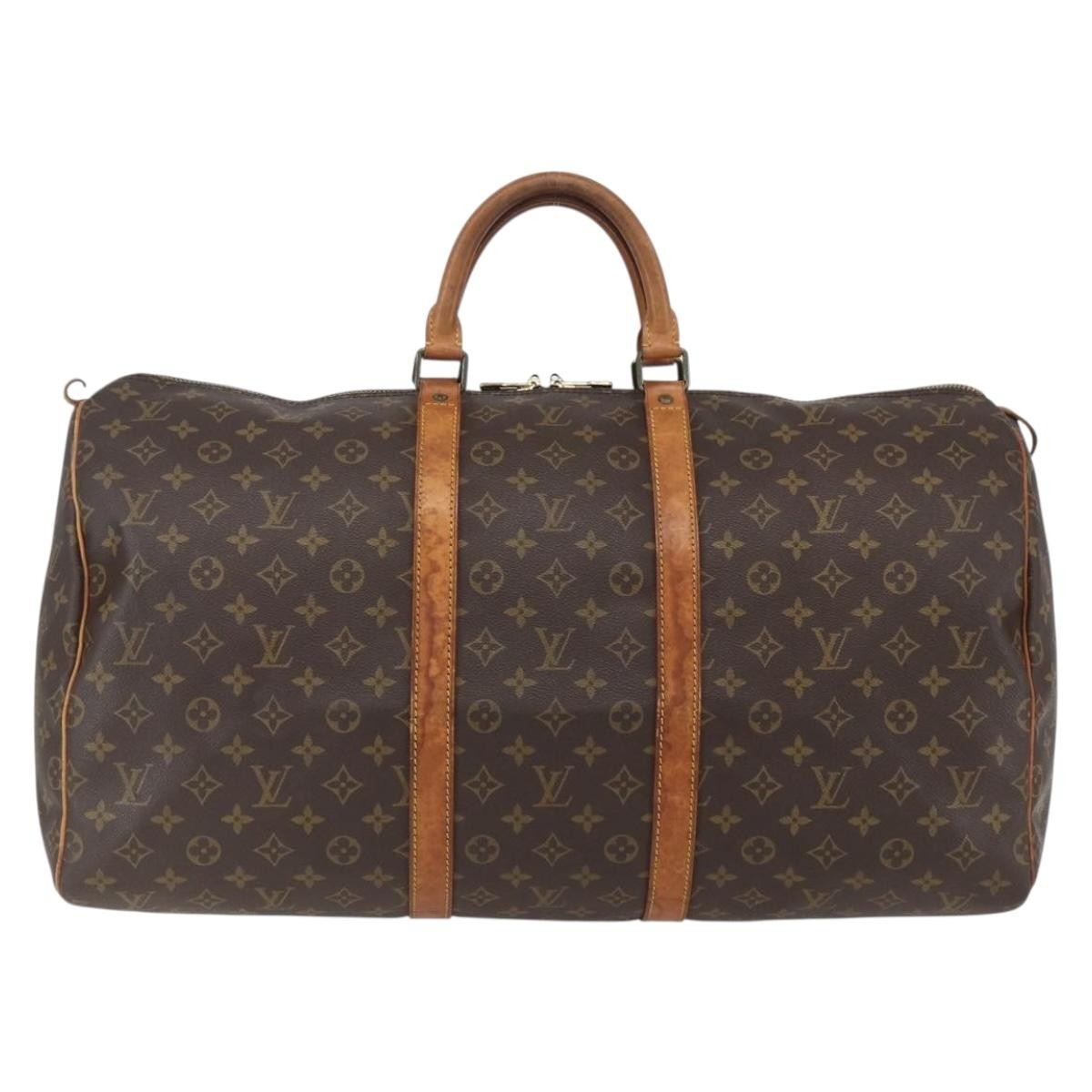 Louis Vuitton Keepall Bag Monogram Canvas, BROWN, CANVAS, Travel bag
