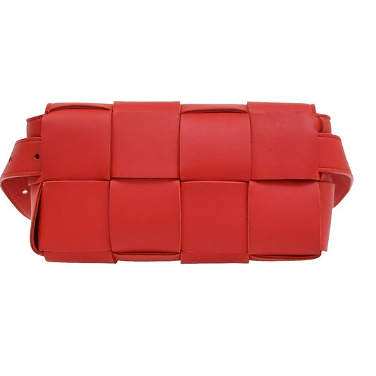 Bottega Veneta Cassette Belt Bag Maxi Intrecciato Leather, Red, Leather, Clutch