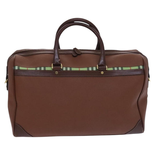 Burberry Front Pocket Zip Boston Bag House Check Canvas and Leather, BROWN, LEATHER, Travel bag