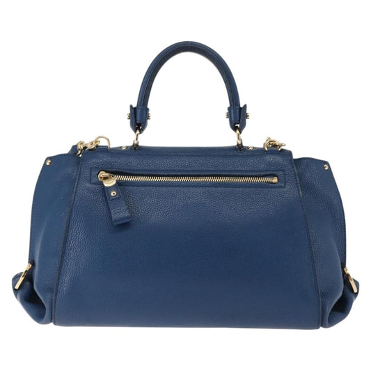 Salvatore Ferragamo Sofia Satchel Leather, BLUE, LEATHER, Handbag