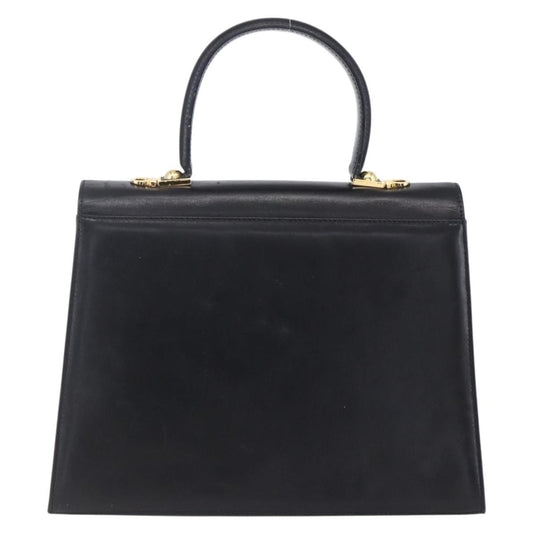 Salvatore Ferragamo Gancini handbag Leather, BLACK, LEATHER, Handbag