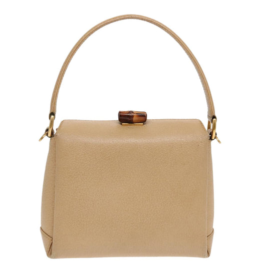 Gucci Vintage Convertible Bamboo Box Crossbody Bag Leather, Beige, Leather, Handbag