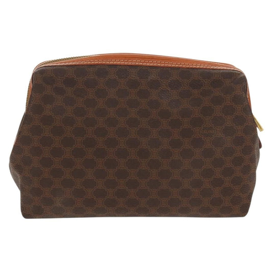 Celine Macadam Pochette Canvas and Leather, BROWN, CANVAS, Clutche & pouche