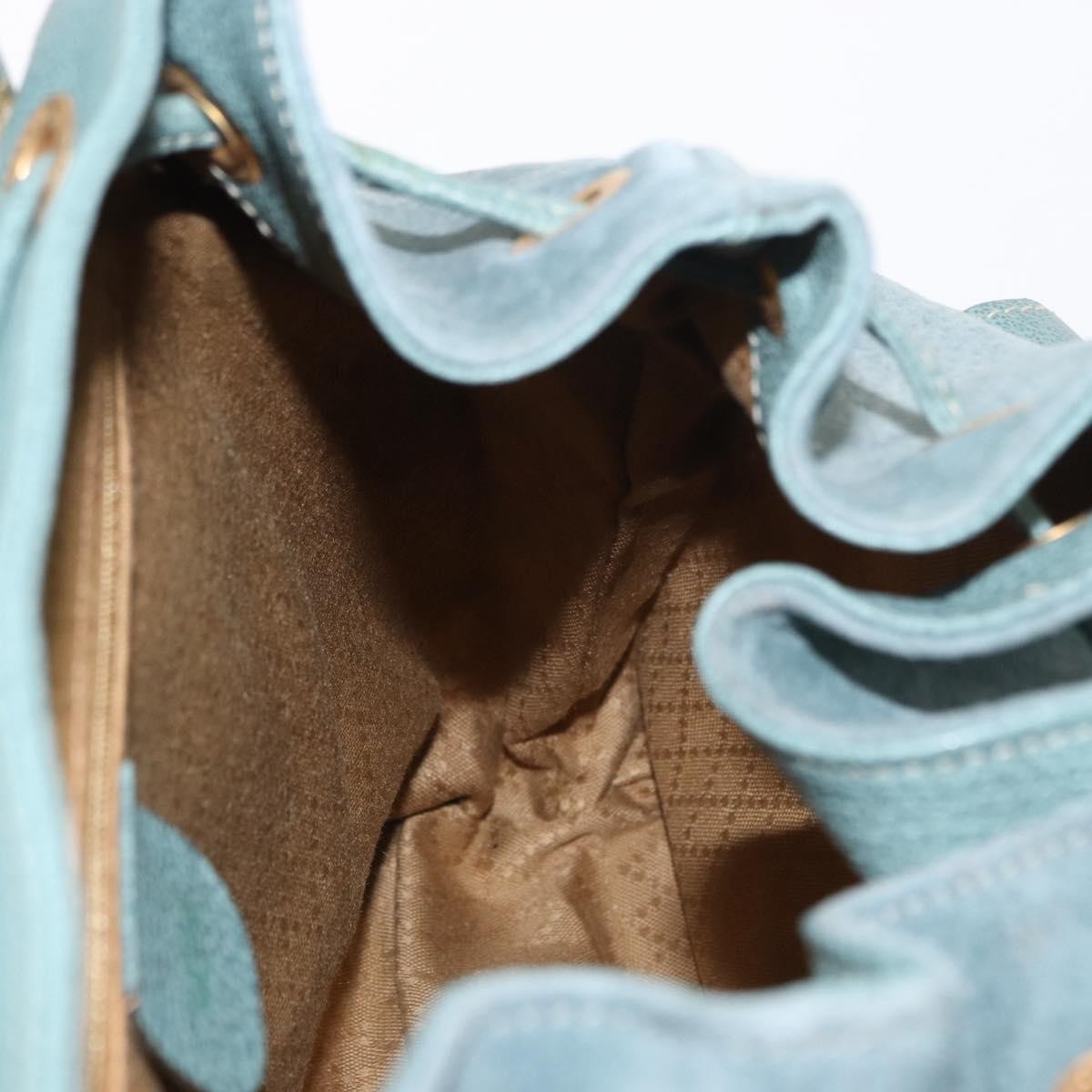 Gucci Vintage Bamboo Backpack Suede, TURQUOISE, SUEDE, Backpack