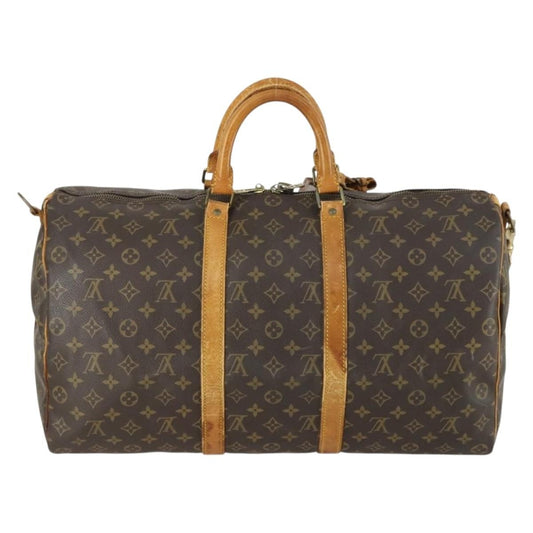 Louis Vuitton Keepall Bandouliere Bag Monogram Canvas, BROWN, CANVAS, Travel bag