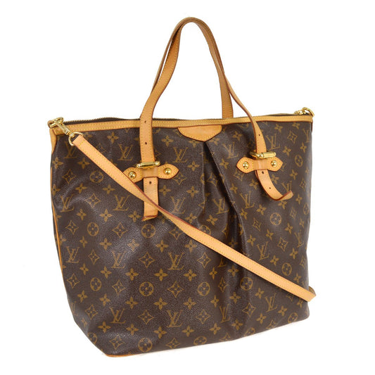Louis Vuitton Palermo Handbag Monogram Canvas, BROWN, CANVAS, Tote bag