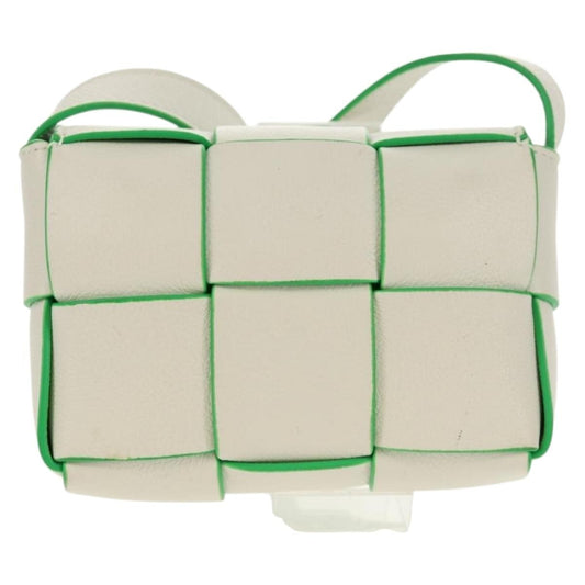 Bottega Veneta Cassette Crossbody Bag Maxi Intrecciato Leather, White, Leather, Shoulder Bag