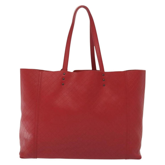 Bottega Veneta Intrecciomirage Tote Leather, RED, LEATHER, Tote bag