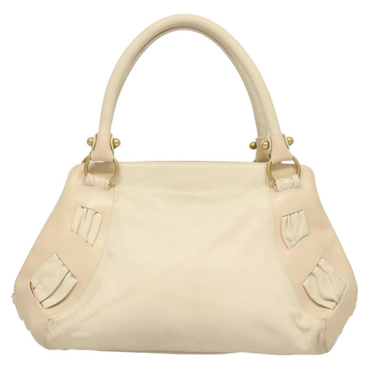 Salvatore Ferragamo Gancini Shoulder Bag Leather, WHITE, LEATHER, Handbag