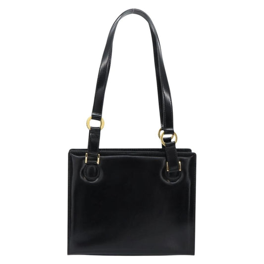 Versace Vintage Shoulder Bag Leather, BLACK, LEATHER, Tote bag