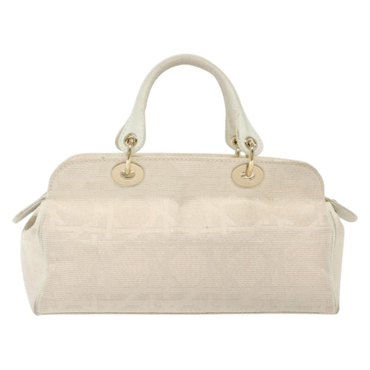 Christian Dior Cannage Handbag Canvas, WHITE, CANVAS, Handbag