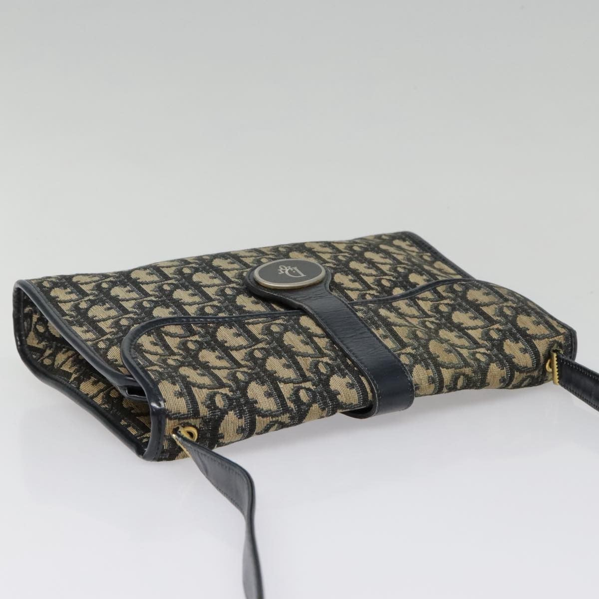 Christian Dior Vintage Flap Crossbody Bag Canvas, NAVY, CANVAS, Shoulder bag