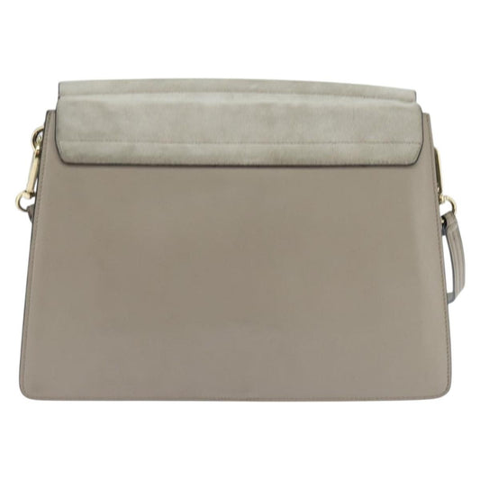 Chloe Faye Shoulder Bag Leather and Suede, Gray, Leather, Shoulder Bag
