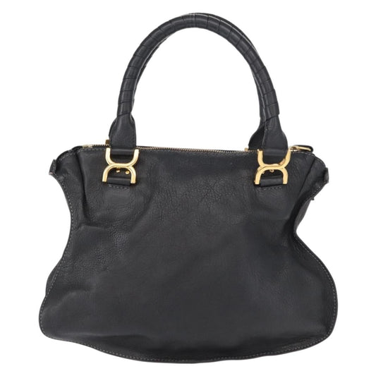 Chloe Marcie Satchel Leather, BLACK, LEATHER, Handbag